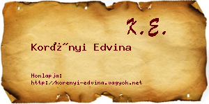 Korényi Edvina névjegykártya